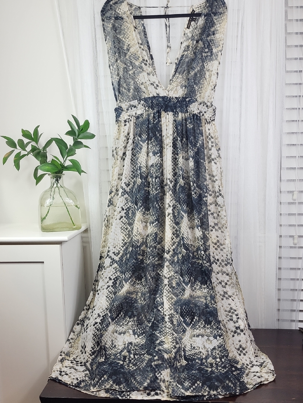 America & Beyond Women's Snake-Print Maxi Cover Up Dress.‎ Size XL